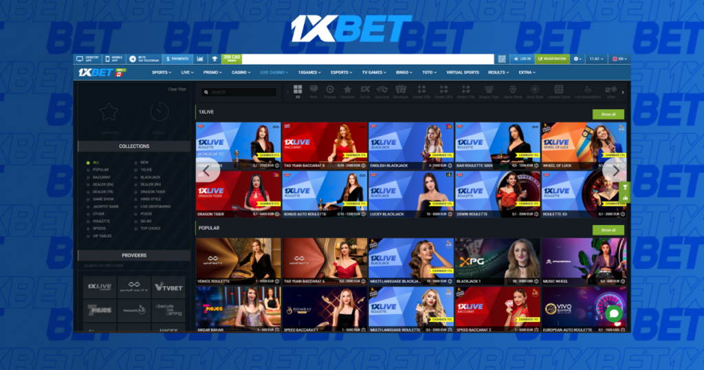 1xBet Азербайджанское казино с живыми дилерами